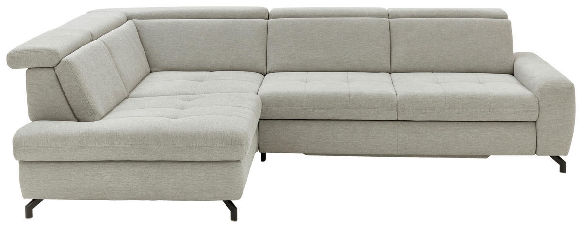 ECKSOFA in Chenille Ecru  - Ecru/Schwarz, Design, Textil/Metall (220/310cm) - Beldomo Style