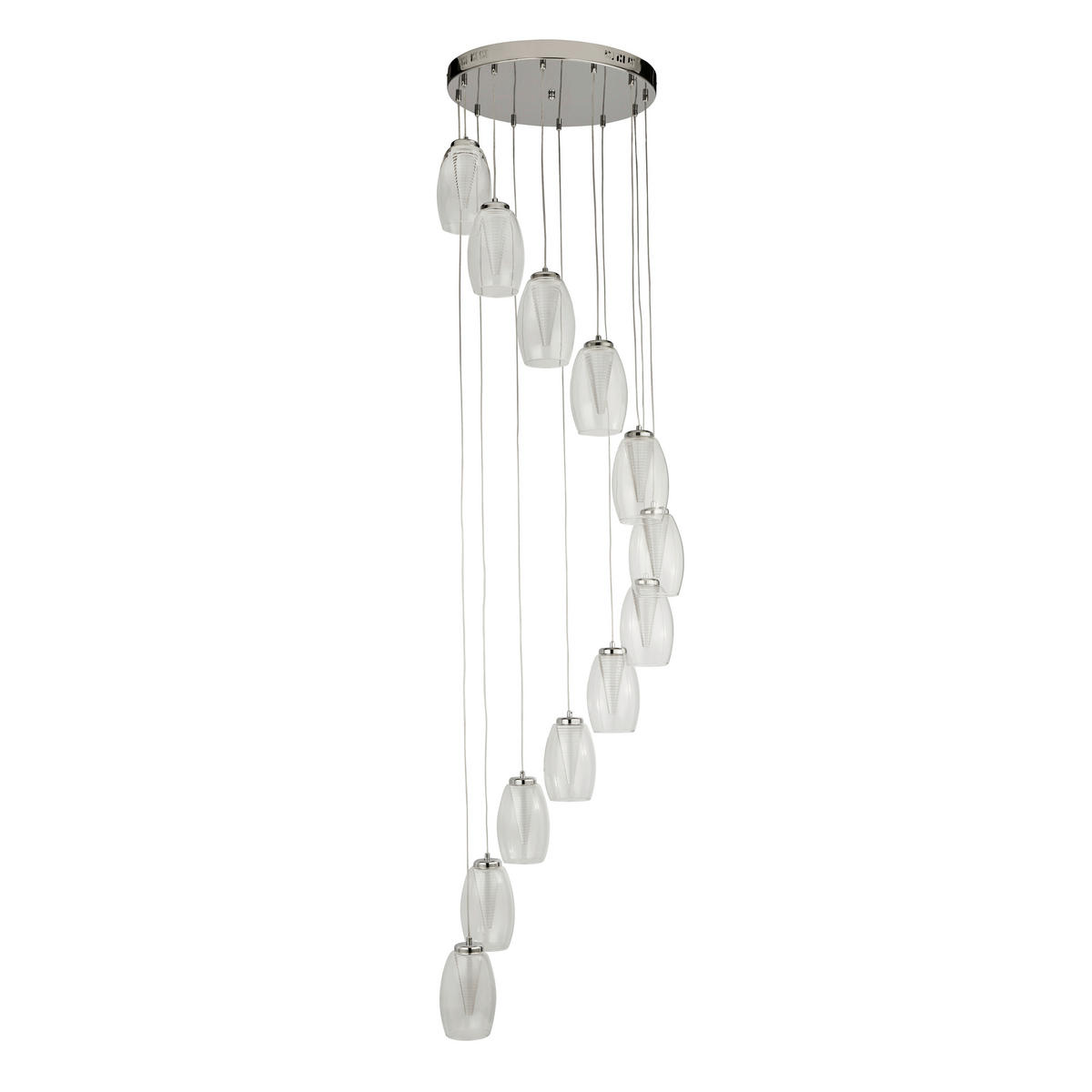 LED-HÄNGELEUCHTE 52/200/52 cm  - Klar/Chromfarben, Design, Glas/Textil (52/200/52cm)