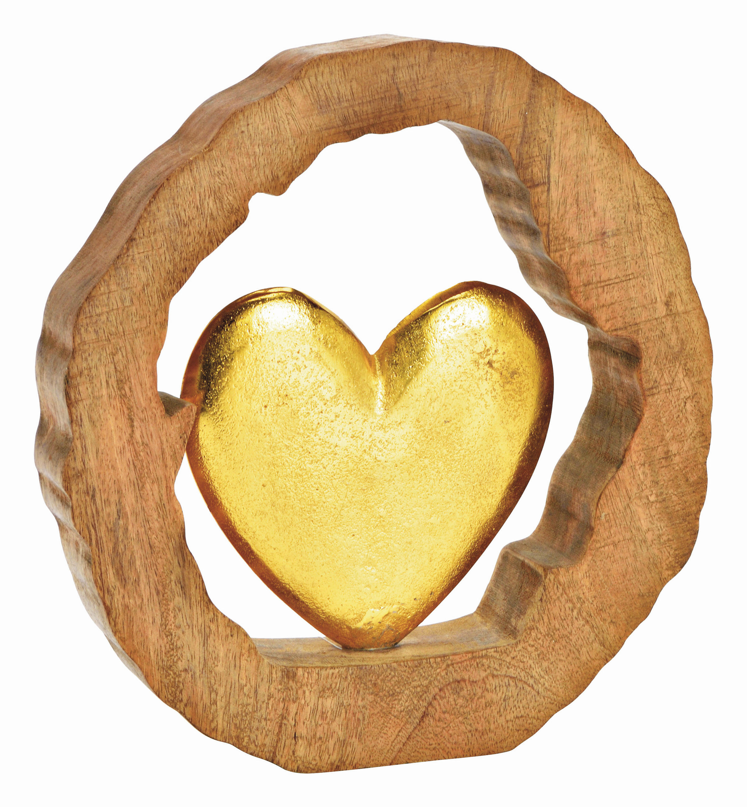 DEKOHERZ  - Goldfarben, MODERN, Holz/Metall (28/29/5cm)