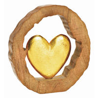 DEKOHERZ  - Goldfarben, MODERN, Holz/Metall (28/29/5cm)