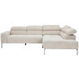 ECKSOFA Naturfarben Flachgewebe  - Chromfarben/Naturfarben, KONVENTIONELL, Textil/Metall (282/224cm) - Hom`in