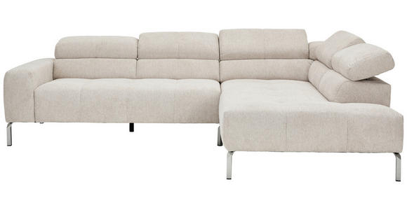 ECKSOFA Naturfarben Flachgewebe - Chromfarben/Naturfarben, KONVENTIONELL, Textil/Metall (282/224cm) - Hom`in