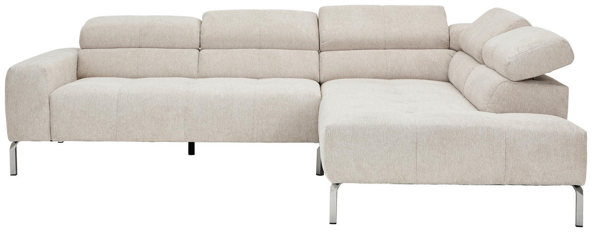 ECKSOFA Naturfarben Flachgewebe  - Chromfarben/Naturfarben, KONVENTIONELL, Textil/Metall (282/224cm) - Hom`in