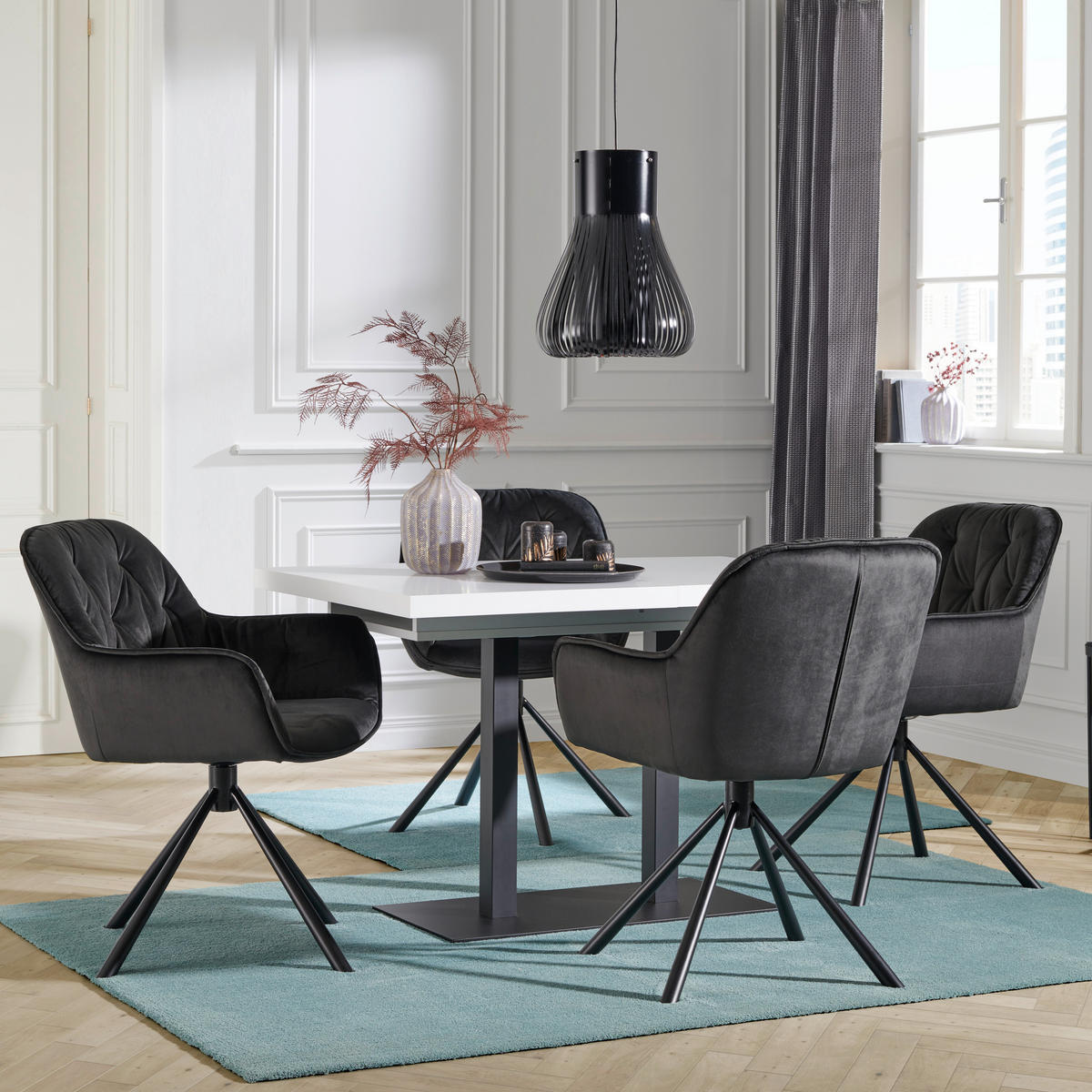 JEDILNA MIZA, črna, bela  - črna/bela, Moderno, kovina/leseni material (120/80/75cm) - MID.YOU