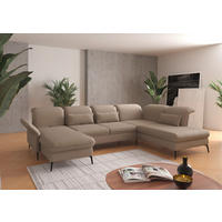 WOHNLANDSCHAFT Taupe Flachgewebe  - Taupe/Schwarz, KONVENTIONELL, Textil/Metall (198/359/231cm) - Sit & More