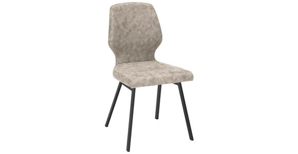 STUHL in Eisen Mikrofaser - Schwarz/Naturfarben, MODERN, Textil/Metall (46/91/61cm) - Venda