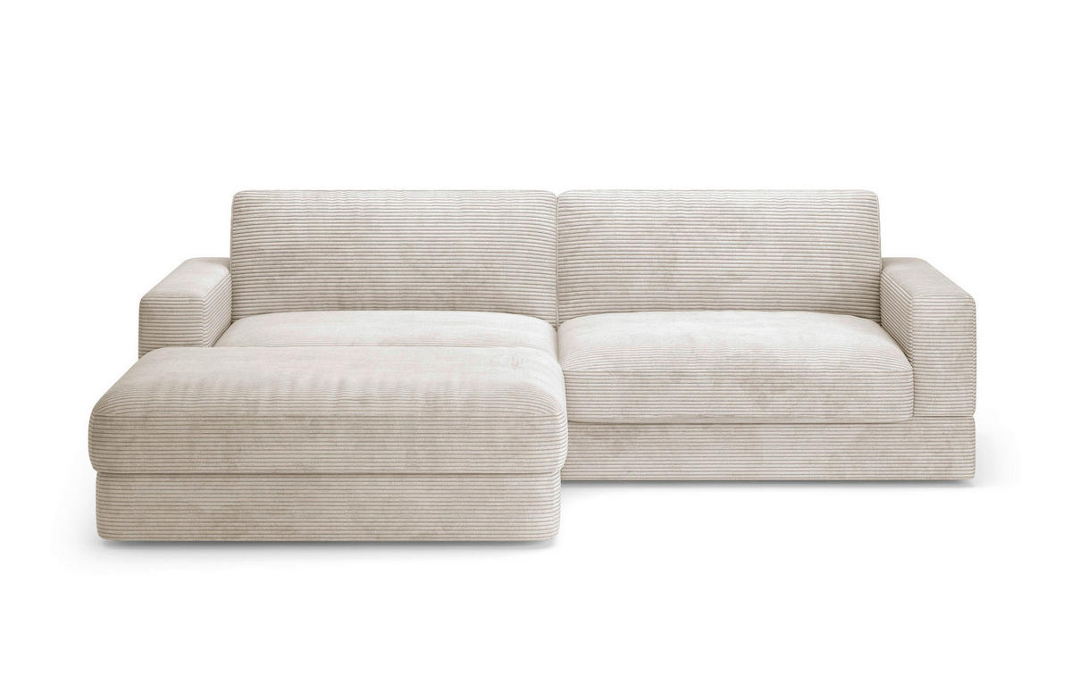 ECKSOFA FABIO E Creme Cord  - Creme/Schwarz, MODERN, Kunststoff/Textil (196/264cm) - Sit & More