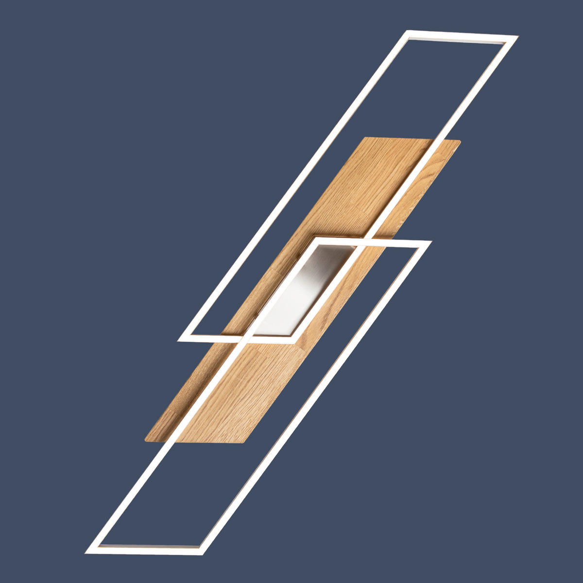 DECKENLEUCHTE Panama 114/25/7 cm   - Nickelfarben, Design, Holz/Metall (114/25/7cm)