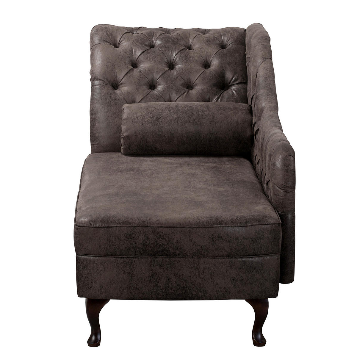 RÉCAMIERE Lederlook Schwarz  - Schwarz/Braun, Design, Holz/Textil (185/93/75cm) - Livetastic