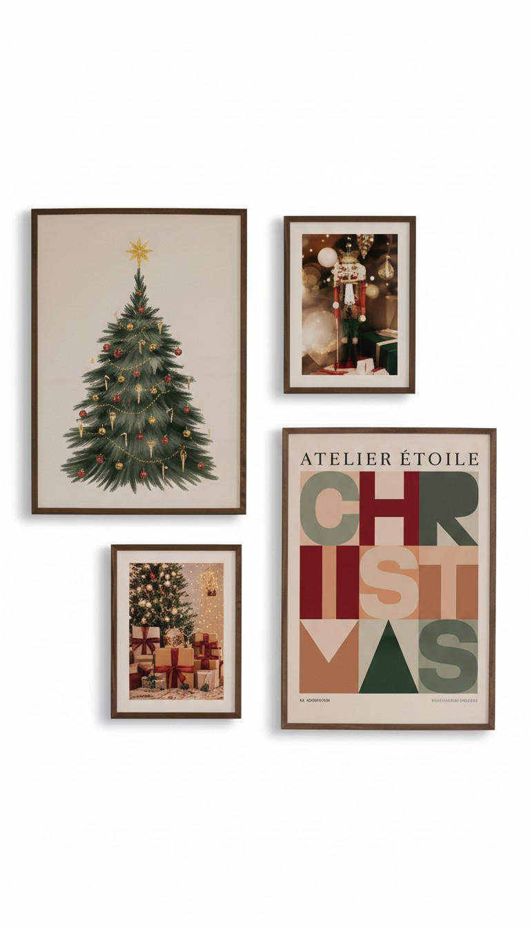 BILDERSET 4-teilig Multicolor  - Multicolor, Basics, Holz - X-Mas