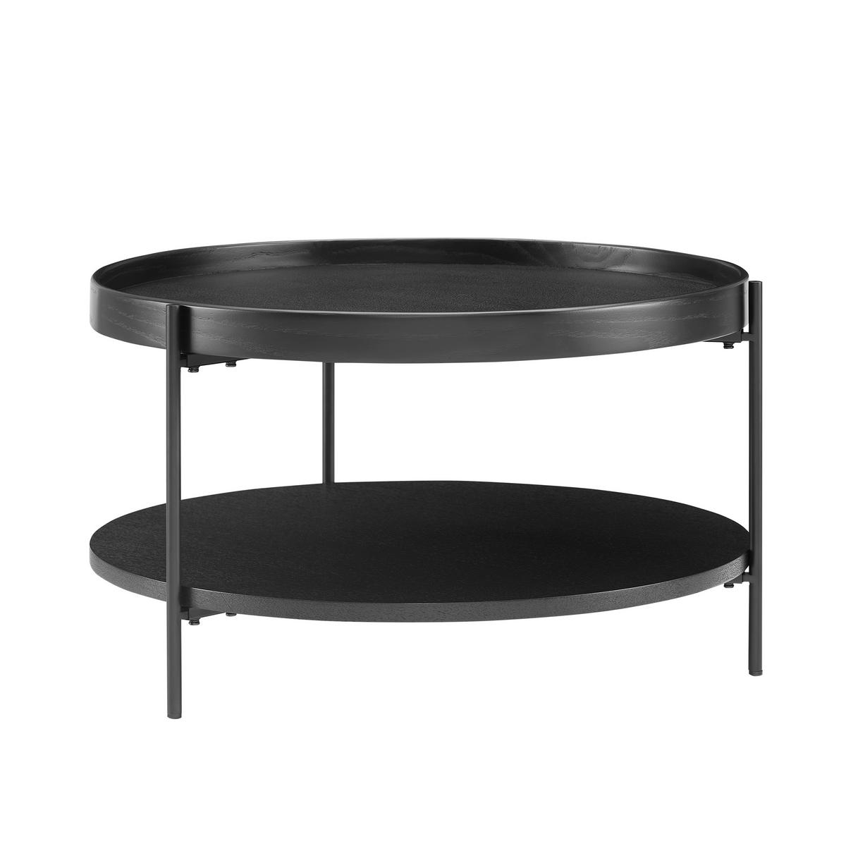 COUCHTISCH 69/69/39 cm rund Schwarz  - Schwarz, Design, Holzwerkstoff/Metall (69/69/39cm) - Livetastic