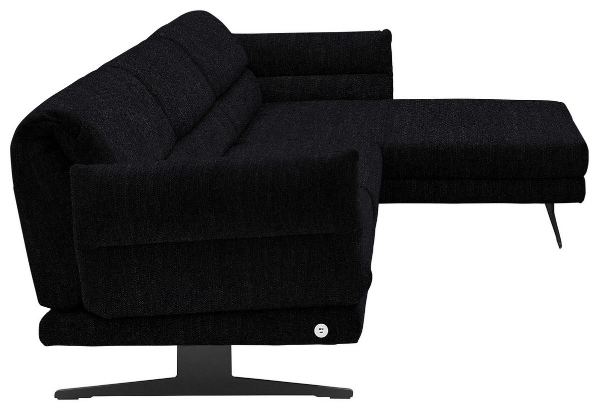 ECKSOFA in Flachgewebe Schwarz  279-327/176-217 cm  - Schwarz, Design, Textil/Metall (279-327/176-217cm) - Dieter Knoll
