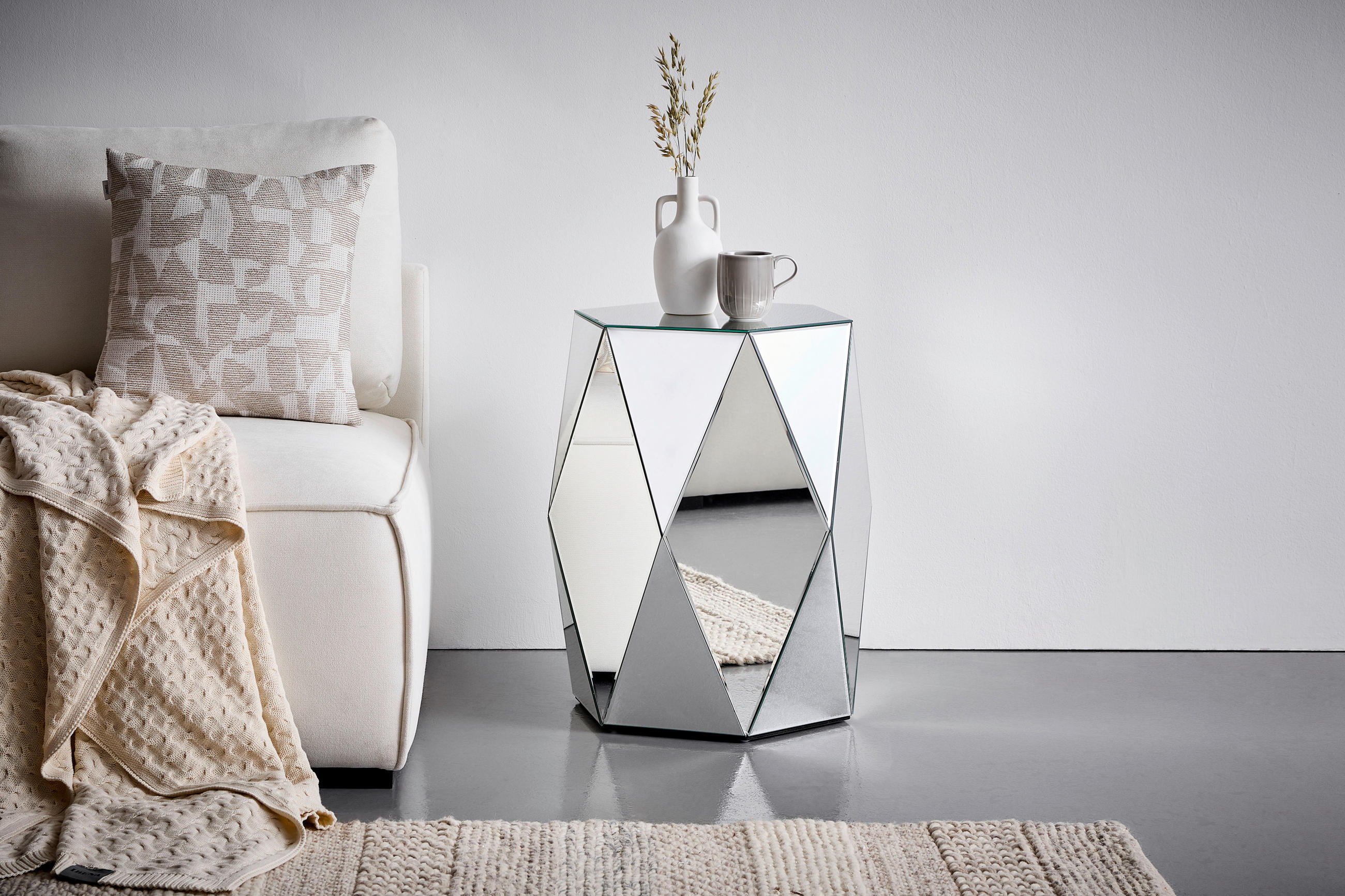 BEISTELLTISCH Klar sechseckig  - Klar, Design, Glas/Holzwerkstoff (45,5/61/45.5cm) - MID.YOU