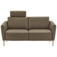 2-SITZER-SOFA  in Echtleder Hellbraun   - Hellbraun/Eichefarben, Natur, Leder/Holz (182/86/87cm) - Valnatura