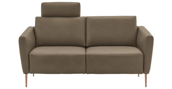2-SITZER-SOFA  in Echtleder Hellbraun   - Hellbraun/Eichefarben, Natur, Leder/Holz (182/86/87cm) - Valnatura