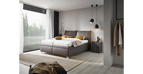 POLSTERBETT Matratze, Lattenrost, Bettkasten 180/200 cm  in Grau  - Chromfarben/Birkefarben, KONVENTIONELL, Holz/Textil (180/200cm) - Dieter Knoll