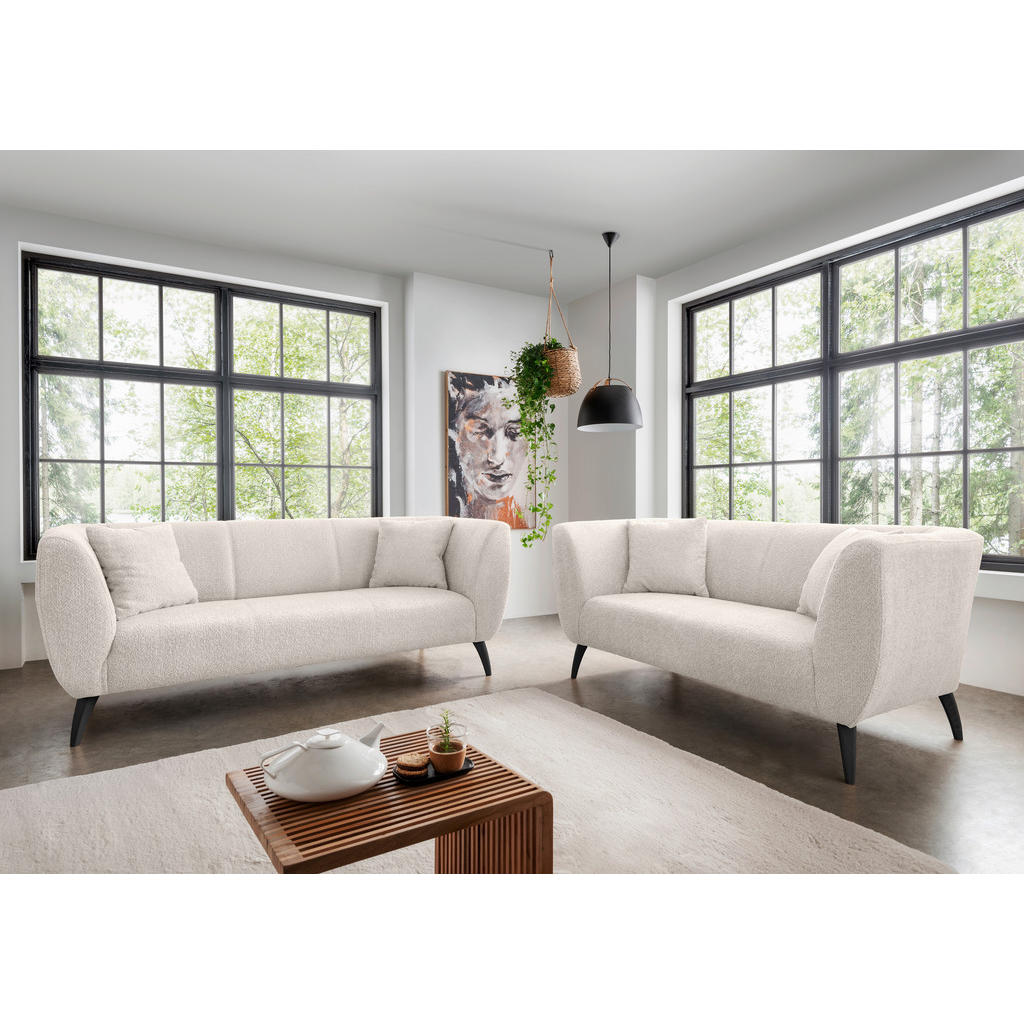 Thumbnail - Mid.you 3-Sitzer-Sofa, Weiß, Textil, Buche, Uni, Füllung: Schaumstoff, 208x83x88 cm, Made in EU, Typenauswahl, Rücken ec...