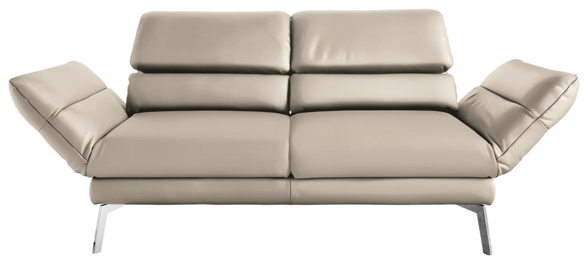 2-SITZER-SOFA Echtleder Beige  - Chromfarben/Beige, Design, Leder/Metall (178-226/82/96-177cm) - Dieter Knoll