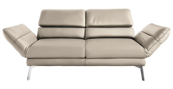 2-SITZER-SOFA Echtleder Beige  - Chromfarben/Beige, Design, Leder/Metall (198-246/83/96-187cm) - Dieter Knoll