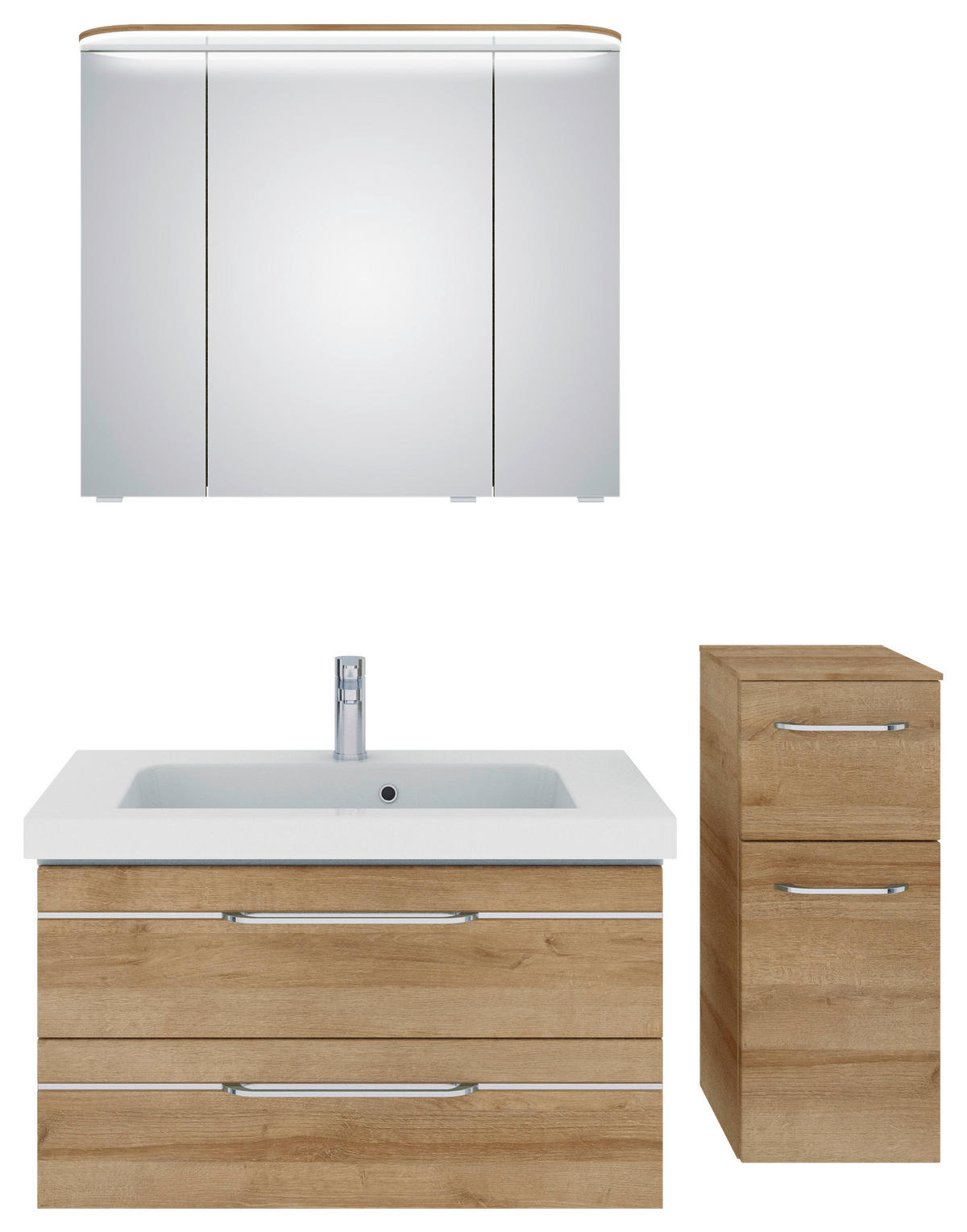 BADEZIMMER 4-teilig  in 122 cm  - Chromfarben/Eichefarben, KONVENTIONELL, Glas/Holzwerkstoff (122cm) - Pelipal