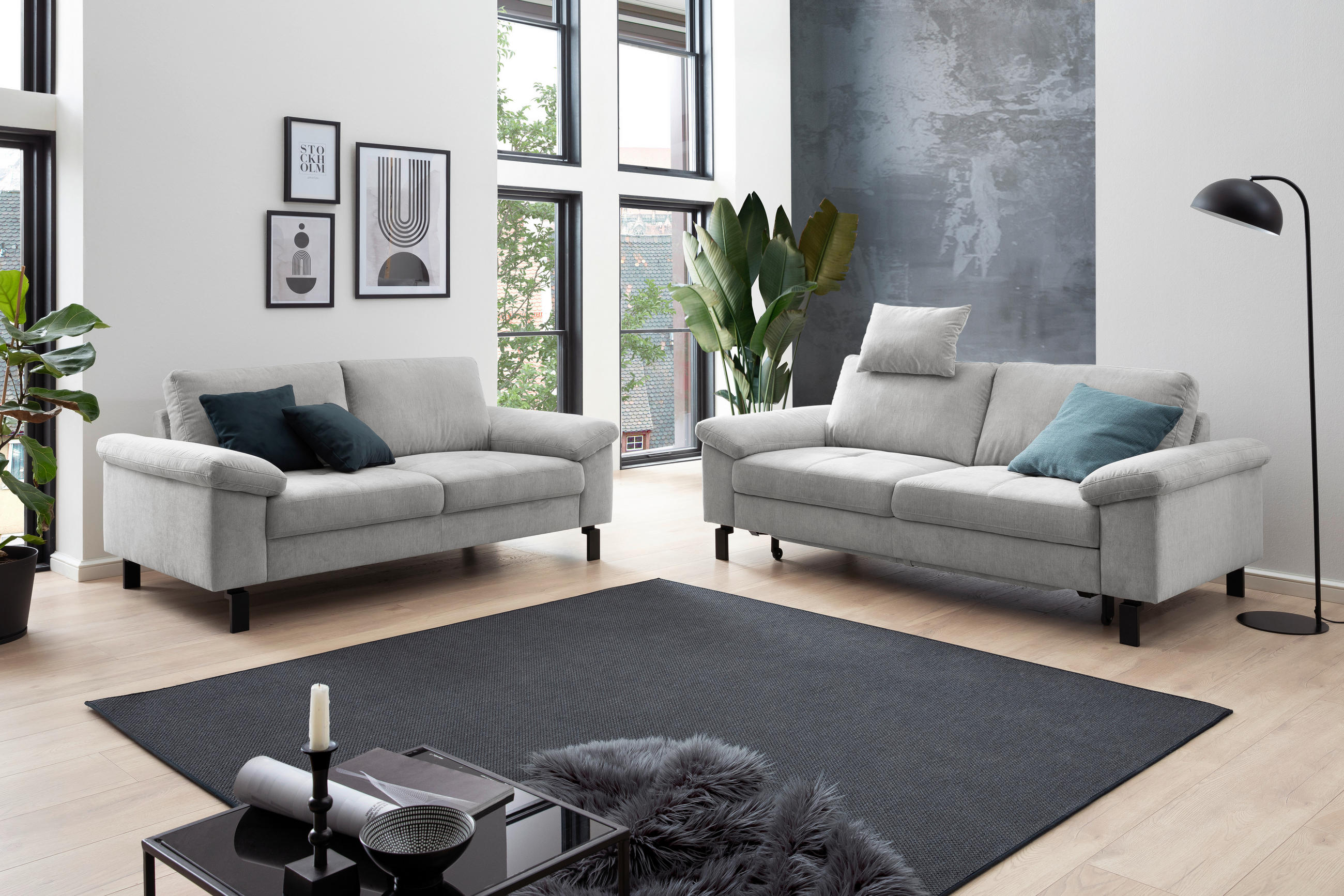 2-SITZER-SOFA in Velours Naturfarben, Beige  - Beige/Schwarz, Design, Textil/Metall (186/86/97cm) - Pure Home Lifestyle