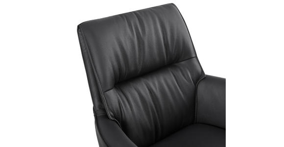 ARMLEHNSTUHL  Wippfunktion, Sitzfläche 360° drehbar, automatische Rückholfunktion  Echtleder  - Schwarz, Design, Leder/Metall (65/92/67,5cm) - Novel