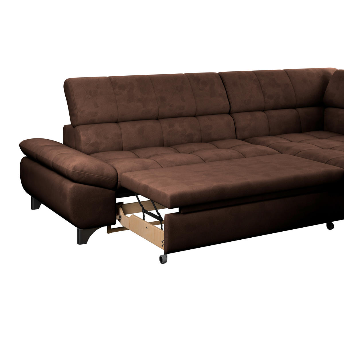 ECKSOFA Braun Chenille  - Chromfarben/Braun, KONVENTIONELL, Textil/Metall (312/234cm) - Livetastic