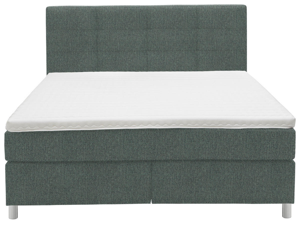 BOXSPRINGBETT 200/200 cm  in Grün  - Chromfarben/Grün, Konventionell, Kunststoff/Textil (200/200cm) - Voleo
