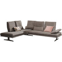 ECKSOFA in Mikrofaser Grau  224/284 cm  - Schwarz/Grau, Design, Textil/Metall (224/284cm) - Chilliano