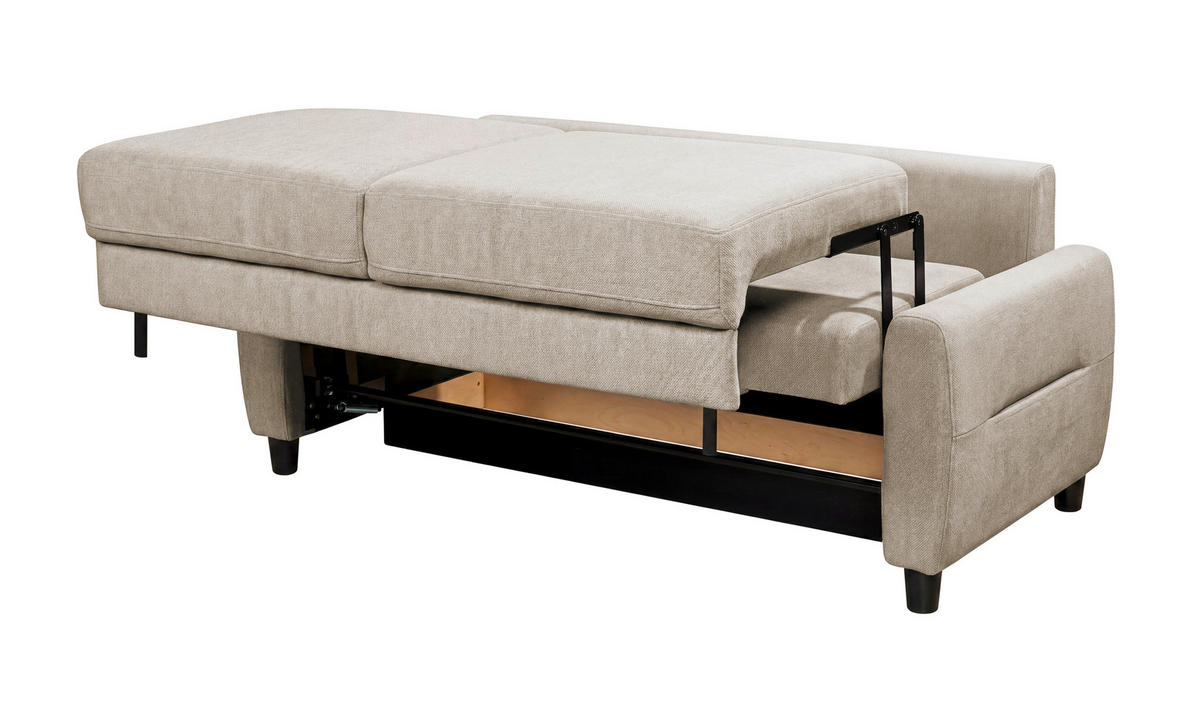 SCHLAFSOFA Webstoff Creme  - Creme/Schwarz, Modern, Holz/Textil (192/83/99cm) - MID.YOU