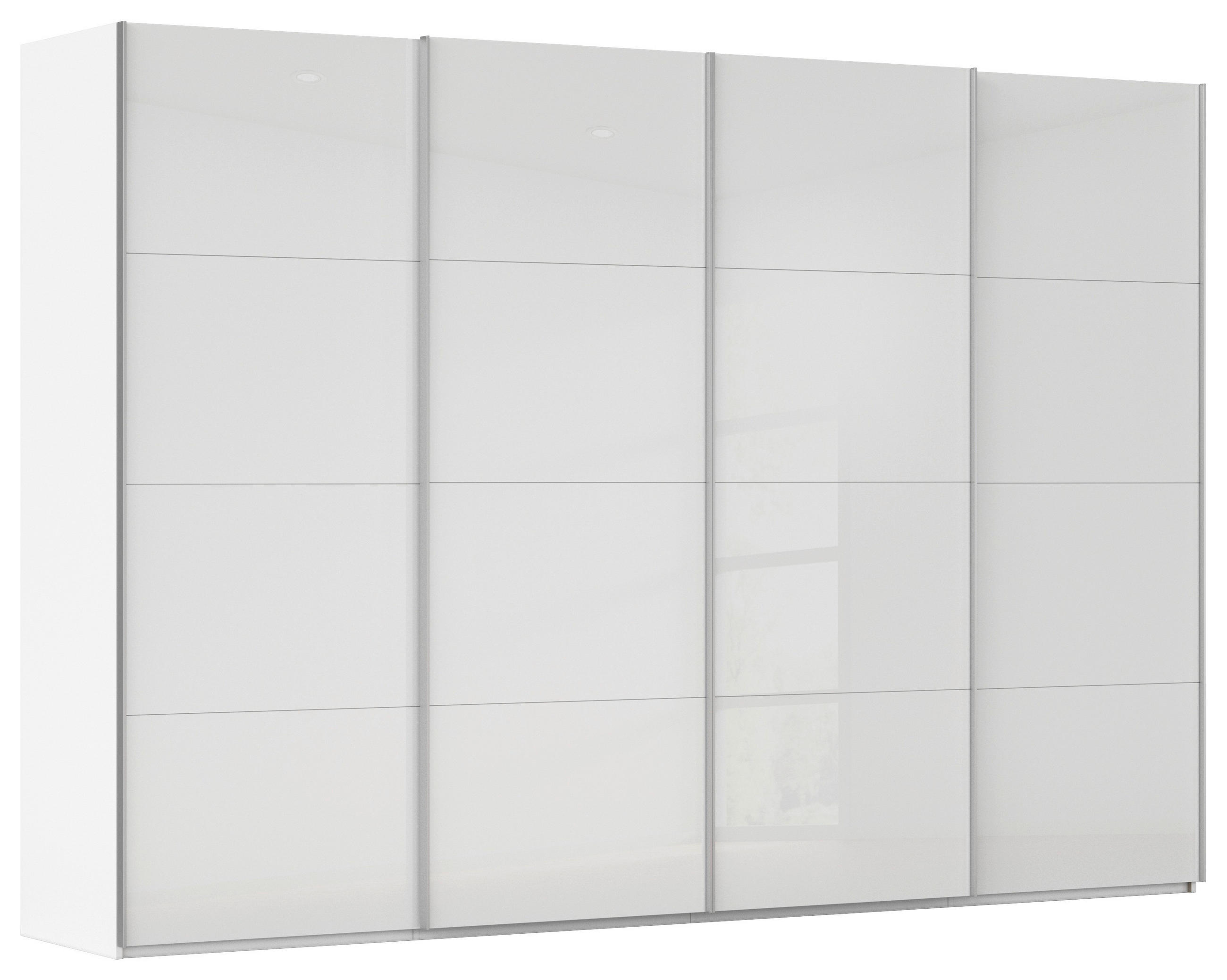 SCHWEBETÜRENSCHRANK 322/236/68 cm 4-türig Weiß  - Alufarben/Weiß, Basics, Glas/Holzwerkstoff (322/236/68cm) - Novel