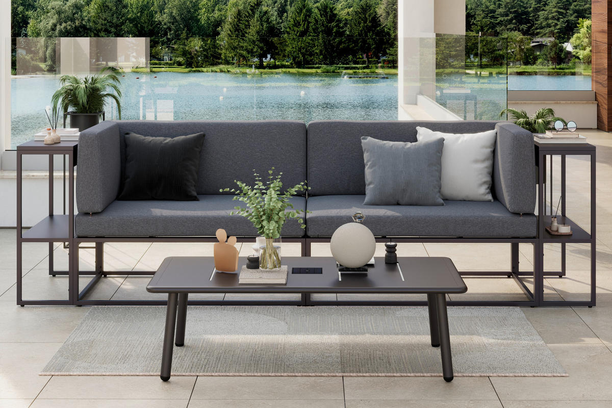 GARTENBANK 137/75/70 cm  Eisen  - Anthrazit, Basics, Textil/Metall (137/75/70cm) - Ambia Garden