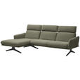ECKSOFA in Flachgewebe Greige  152/259 cm  - Greige/Schwarz, Design, Textil/Metall (152/259cm) - Dieter Knoll