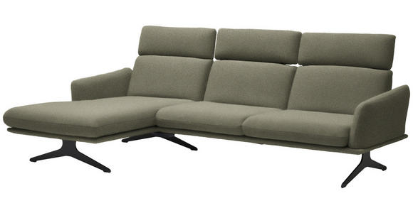 ECKSOFA in Flachgewebe Greige  152/259 cm  - Greige/Schwarz, Design, Textil/Metall (152/259cm) - Dieter Knoll