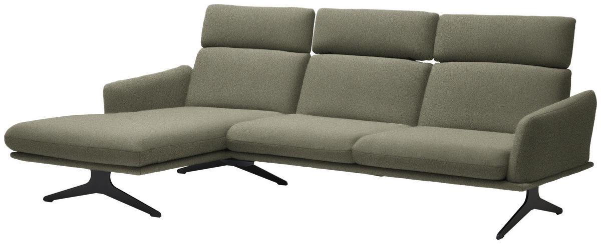 ECKSOFA in Flachgewebe Greige  - Greige/Schwarz, Design, Textil/Metall (152/259cm) - Dieter Knoll