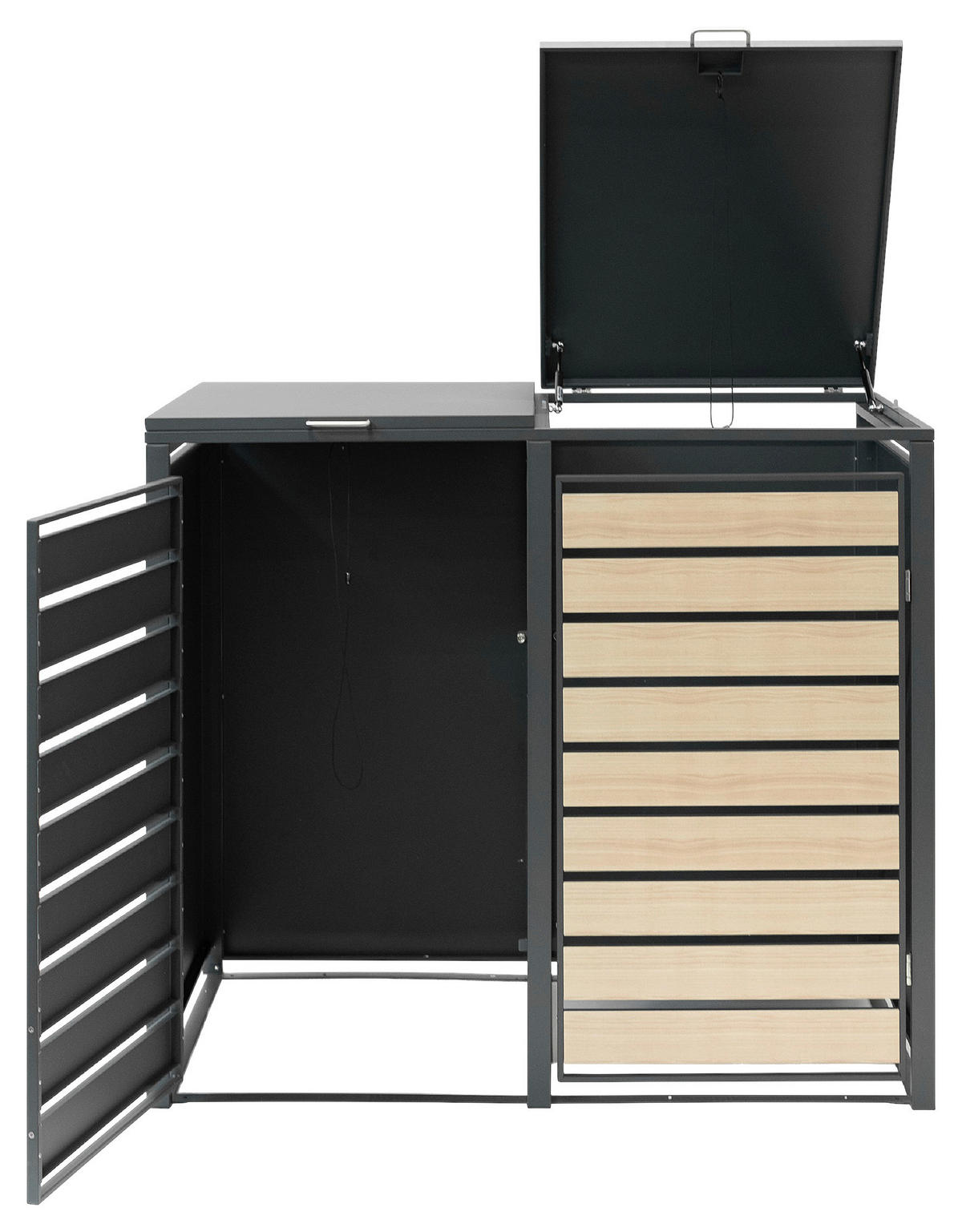 MÜLLTONNENBOX - Anthrazit/Naturfarben, Basics, Metall (80/116/132cm)