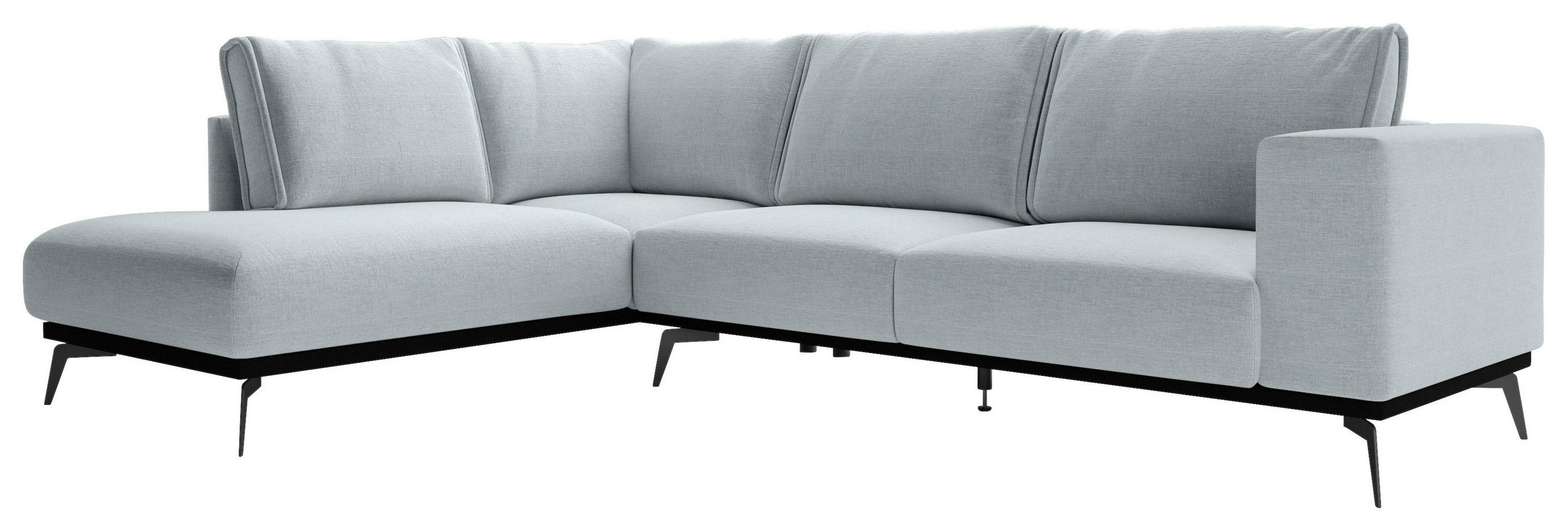 HÖRNSOFFA i flockad ljusgrå  - ljusgrå/svart, Design, metall/trä (200/293cm) - MID.YOU