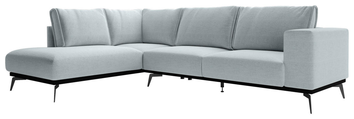 ECKSOFA in beflockt Hellgrau  - Hellgrau/Schwarz, Design, Holz/Textil (200/293cm) - MID.YOU