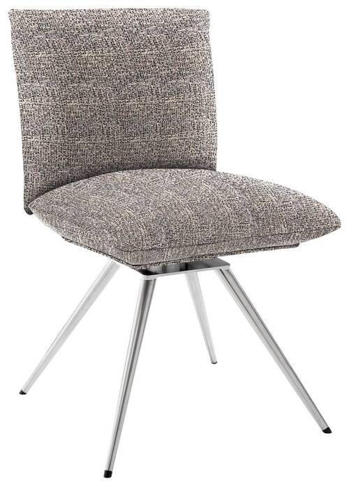 STUHL Webstoff Grau, Edelstahlfarben  - Edelstahlfarben/Anthrazit, Natur, Textil/Metall (52/90/65cm) - Venjakob