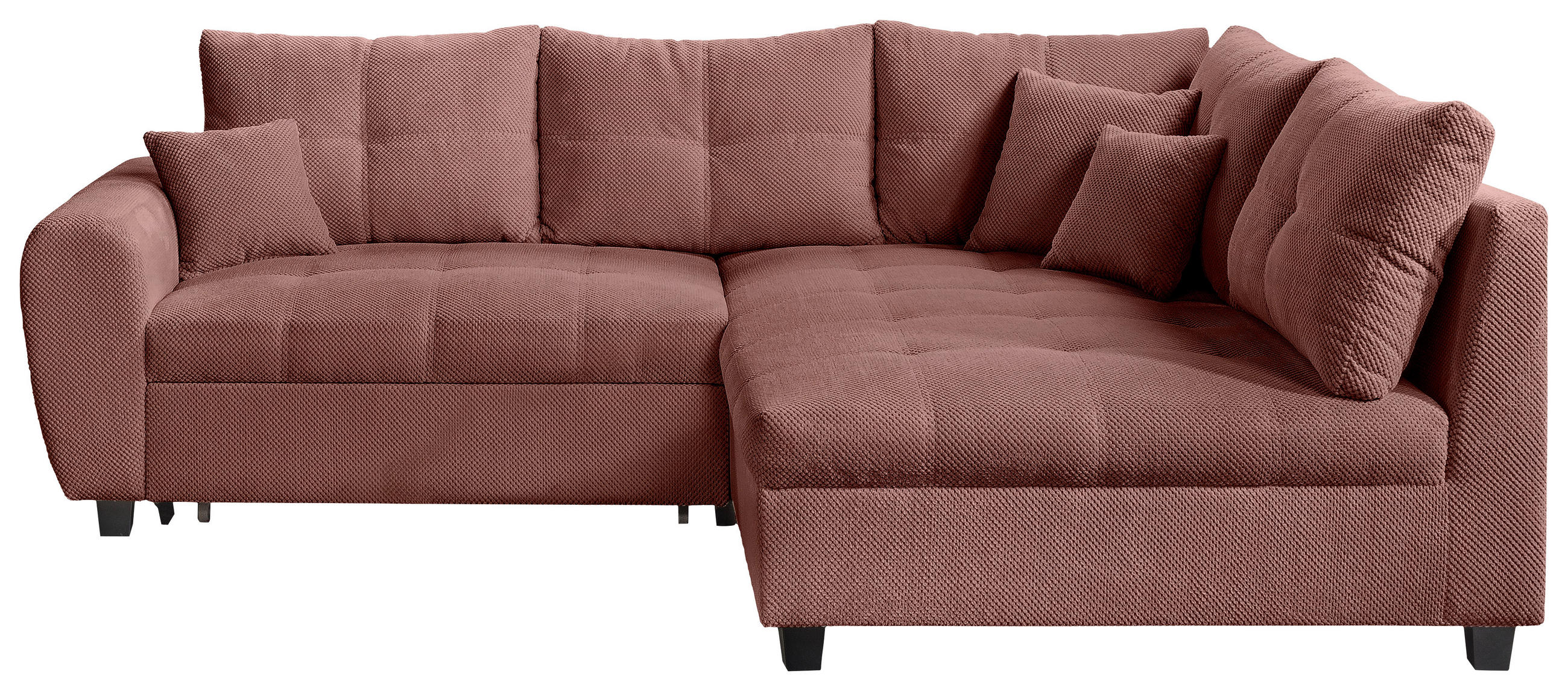 ECKSOFA Altrosa Plüsch  - Schwarz/Altrosa, KONVENTIONELL, Kunststoff/Textil (249/175cm) - Carryhome