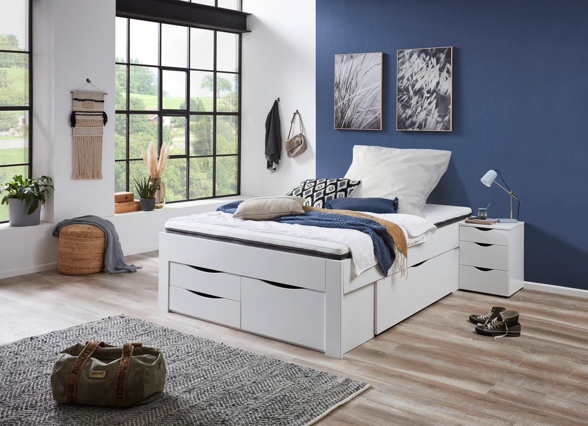 STAURAUMBETT 140/200 cm  in Weiß  - Weiß, KONVENTIONELL, Holzwerkstoff (140/200cm) - Boxxx