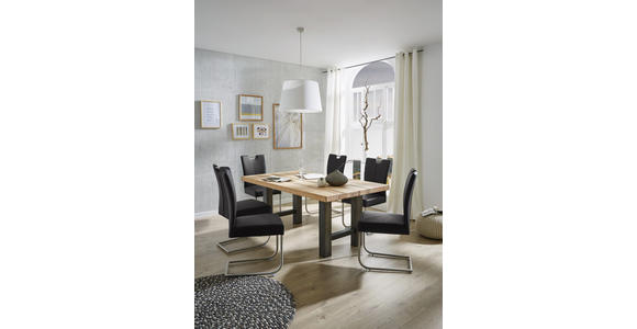 ESSTISCH in Holz, Metall 180/100/75 cm - Eichefarben/Schwarz, Design, Holz/Metall (180/100/75cm) - Valnatura