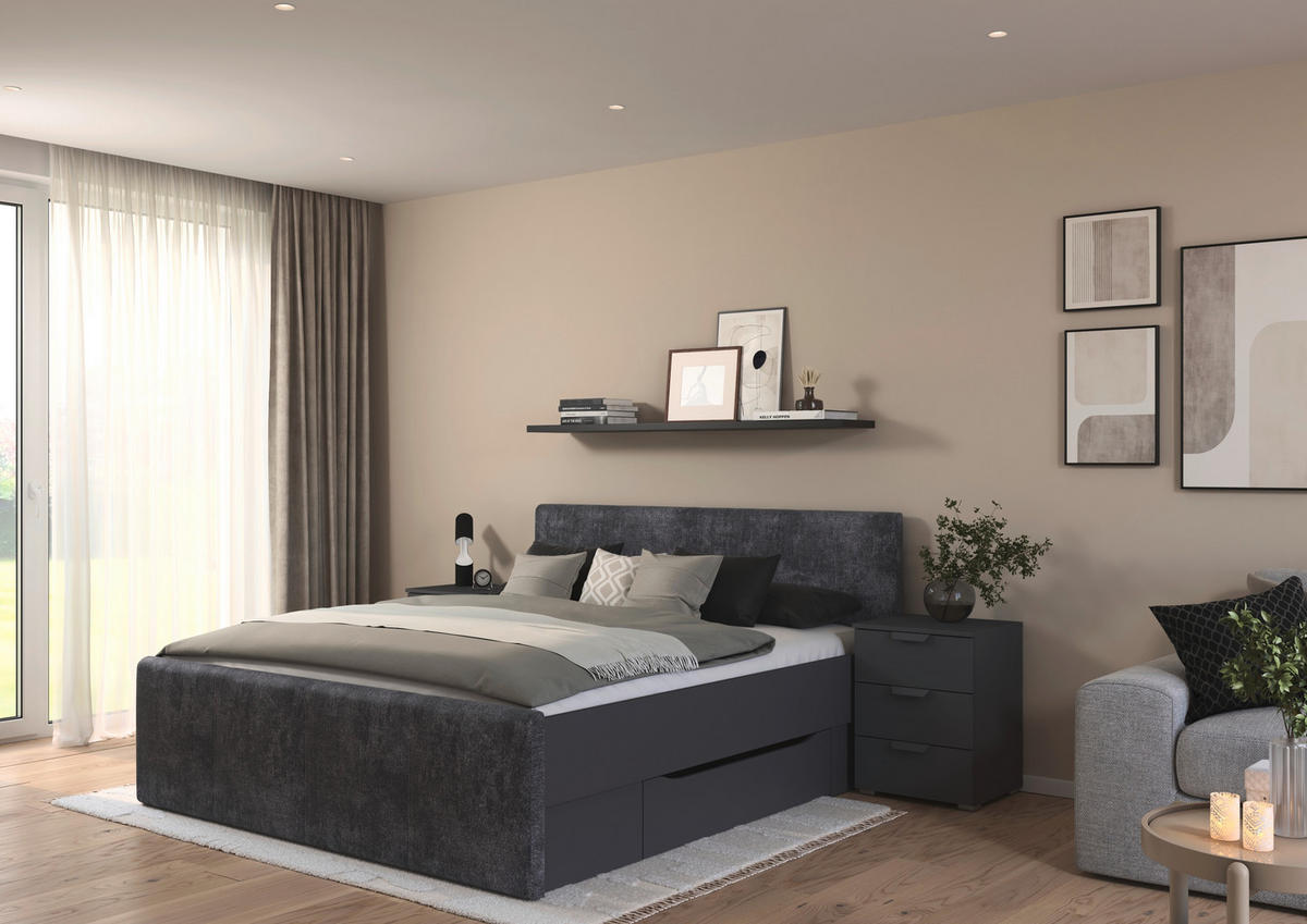 STAURAUMBETT 180/200 cm  in Grau   - Grau, Modern, Holzwerkstoff/Textil (180/200cm) - Rauch Möbel