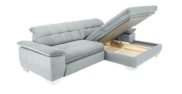 ECKSOFA in Mikrofaser Platinfarben  - Platinfarben/Chromfarben, Design, Textil/Metall (265/180cm) - Carryhome