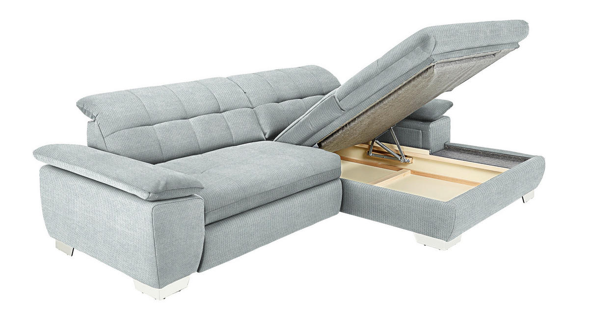 ECKSOFA in Mikrofaser Platinfarben  - Platinfarben/Chromfarben, Design, Textil/Metall (265/180cm) - Carryhome