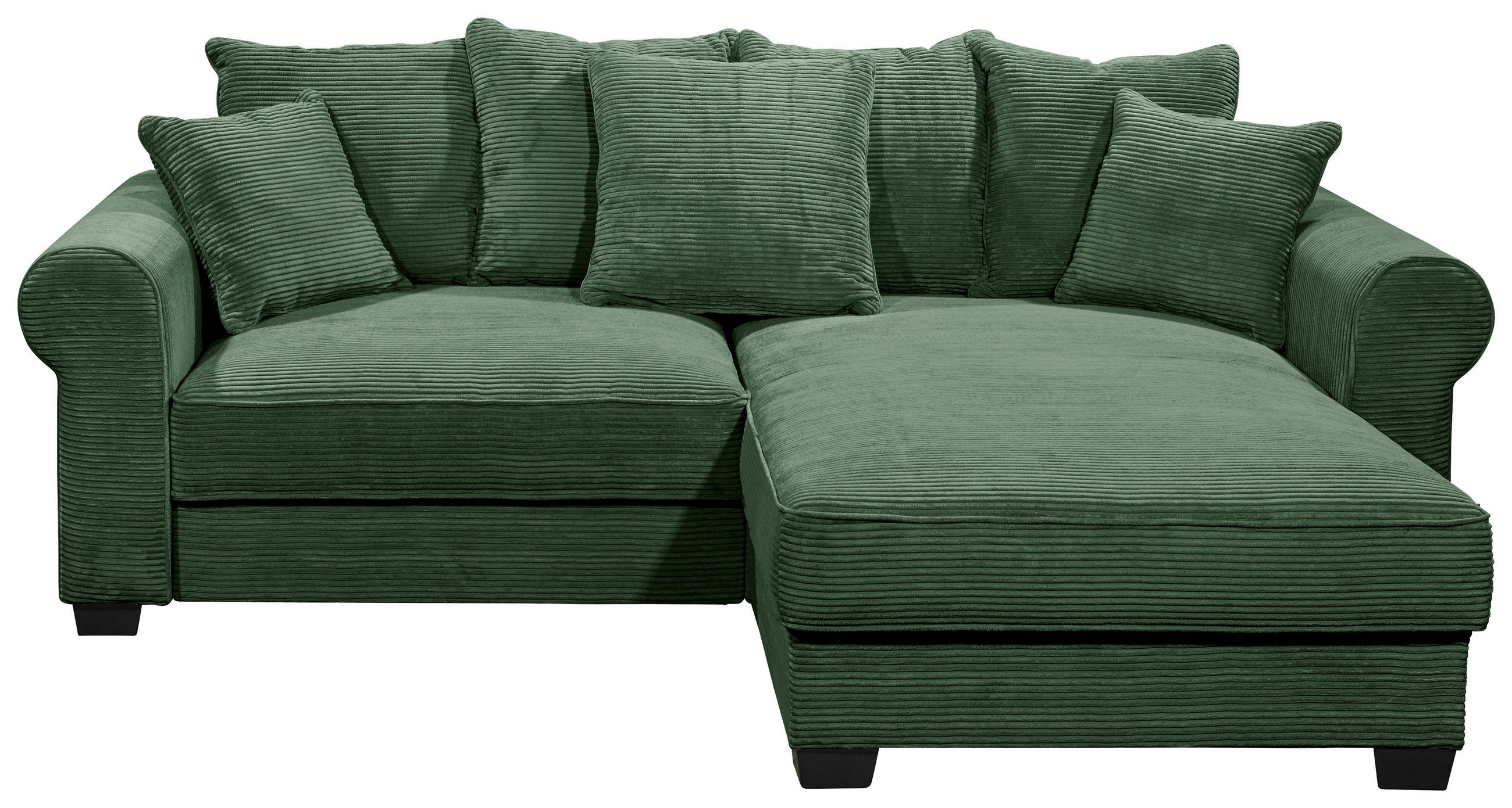 ECKSOFA Dunkelgrün Cord  - Dunkelgrün/Schwarz, KONVENTIONELL, Kunststoff/Textil (255/185cm) - Hom`in