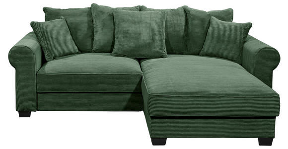 ECKSOFA Dunkelgrün Cord  - Dunkelgrün/Schwarz, KONVENTIONELL, Kunststoff/Textil (255/185cm) - Hom`in
