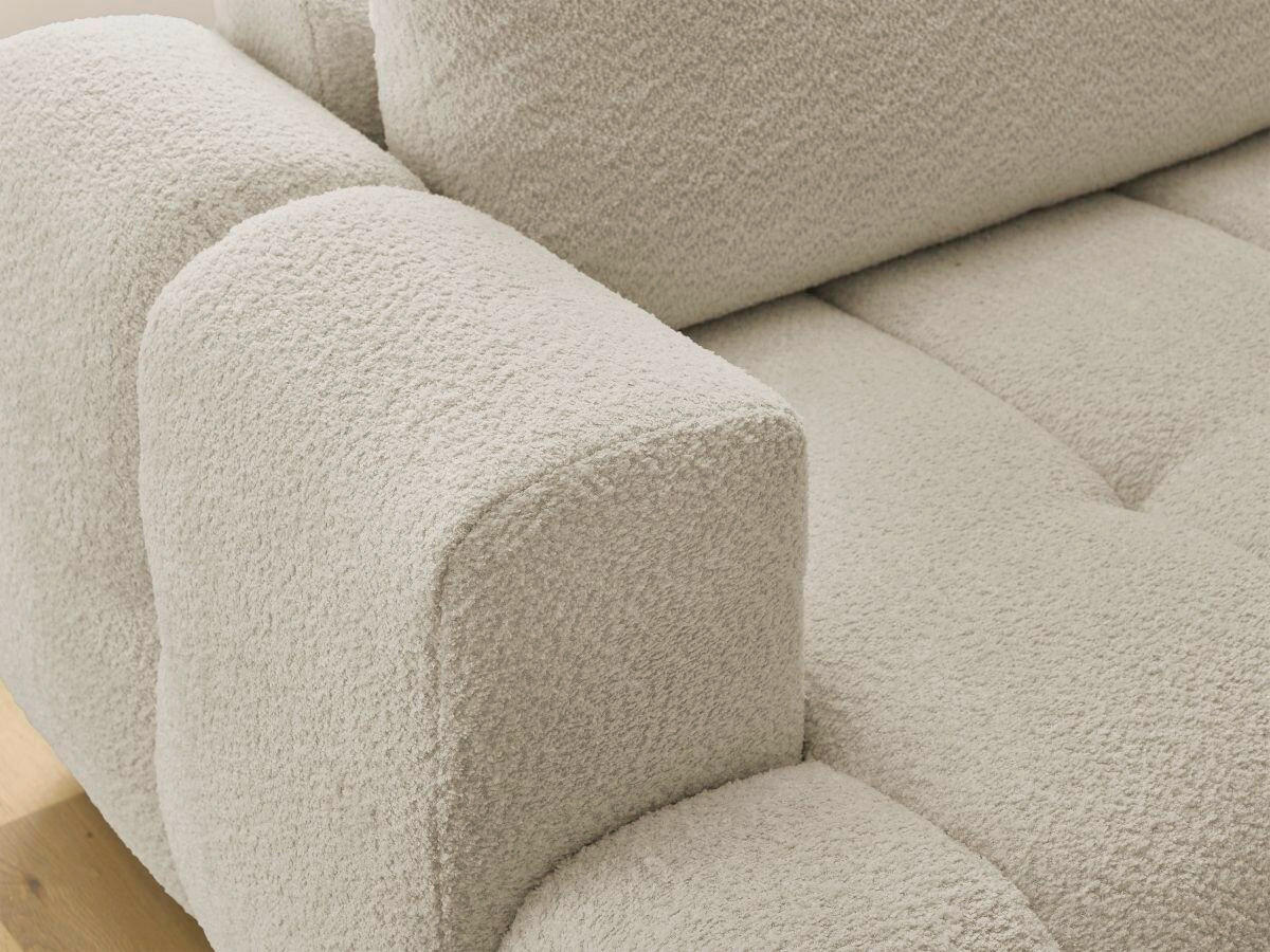 ECKSCHLAFSOFA EVEREST Bouclé Beige  inkl. Rückenkissen, Schlaffunktion  - Beige/Schwarz, MODERN, Kunststoff/Textil (282/204cm)