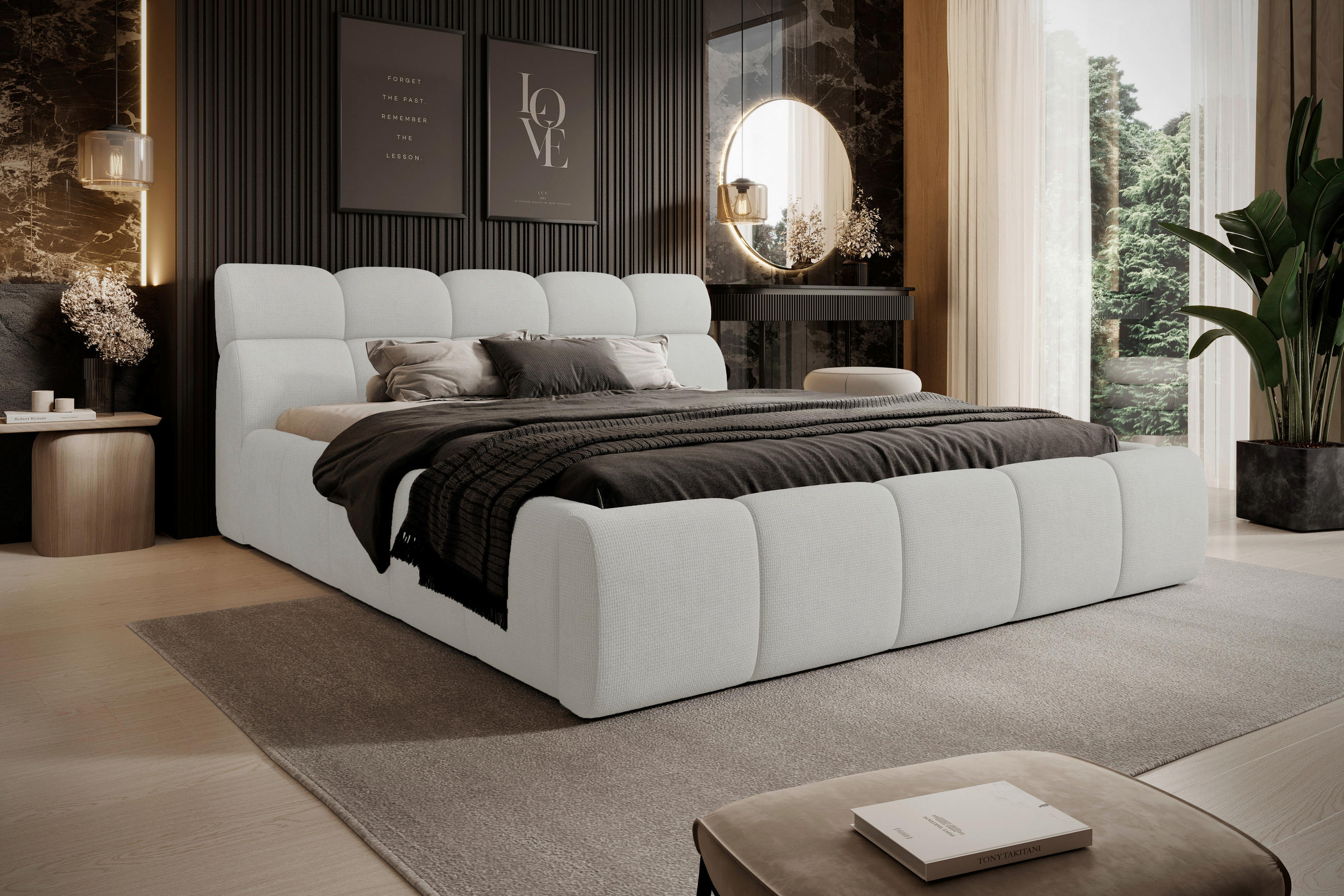 POLSTERBETT Lattenrost, Bettkasten 180/200 cm  in Creme  - Creme/Schwarz, Design, Holz/Kunststoff (180/200cm) - Esposa