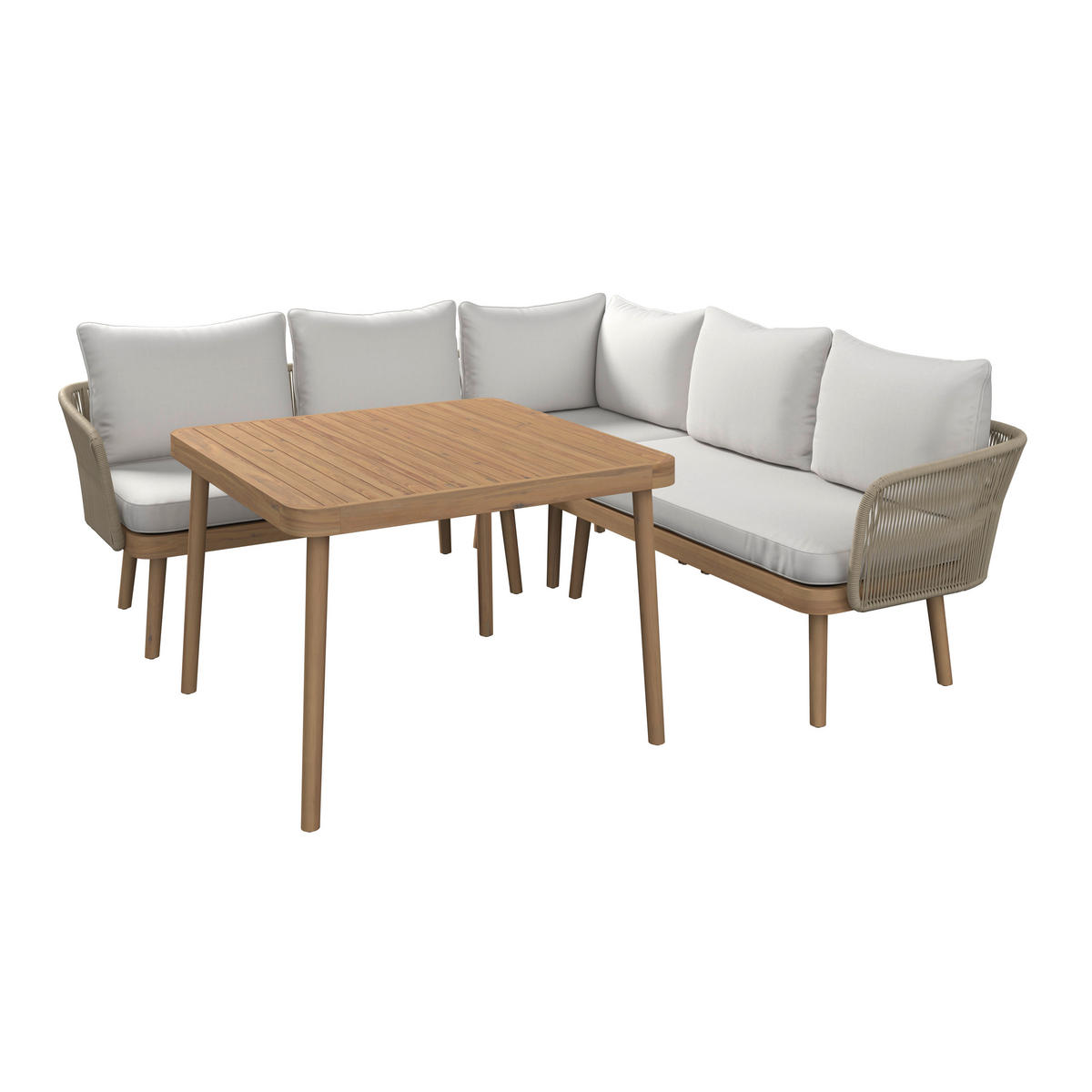 DINING-LOUNGESET  - Beige/Akaziefarben, Natur, Holz (208/208cm) - Ambia Garden